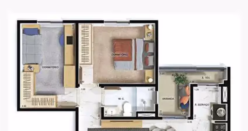 APARTAMENTO NOVO DE 58 METOS NO ALTOS DA AVENIDA.