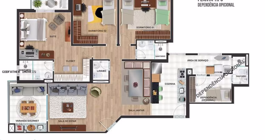 Cota Grupo 15 - Apartamento 3 Dorms(1 Suíte) - 131m² a 142m²