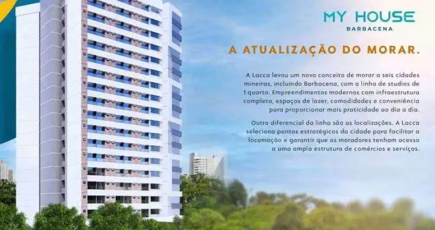 Studio à venda, no edifício my house barbacena,  em barbacena, centro, com 1 quarto, 20,57m²