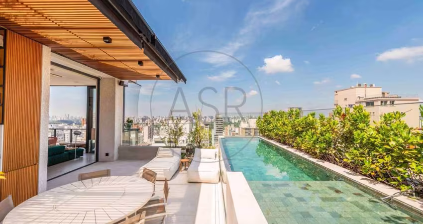 Cobertura de 408m², 5 quartos e 5 vagas, a venda no Jardim Paulista.