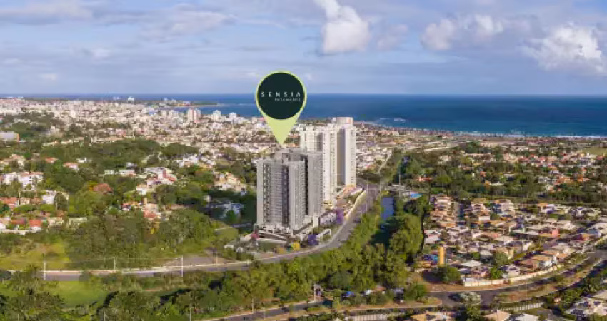 Apartamento com 3 quartos suite e varanda em patamares vista mar