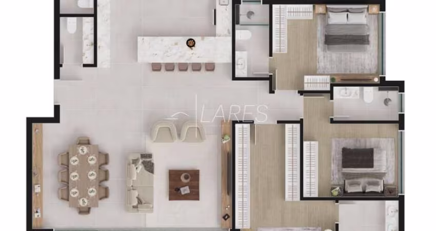 Apartamento com 187 m², 3 quartos sendo 3 suítes à venda no bairro Cabral.