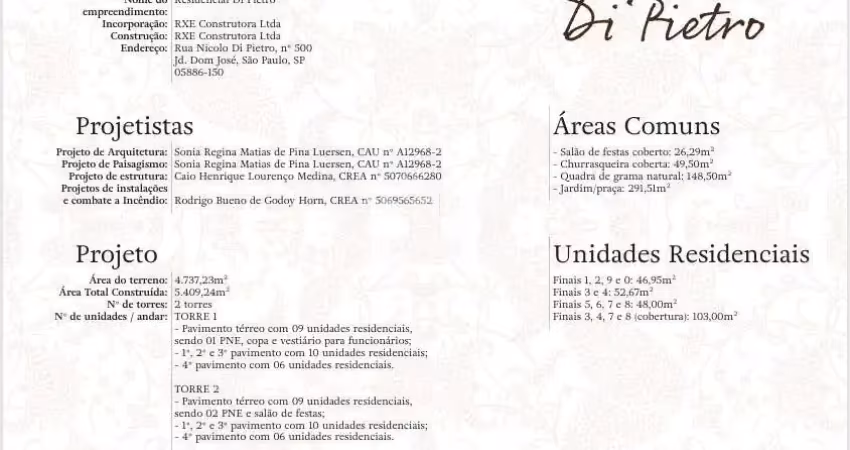 Apartamento novo á venda no jardim dom josé / capão redondo com 2 dormitórios, 1 vaga - 48m2