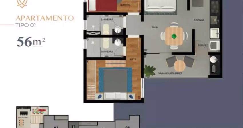 Apartamento à venda no Versato com 2 quartos e 49m²