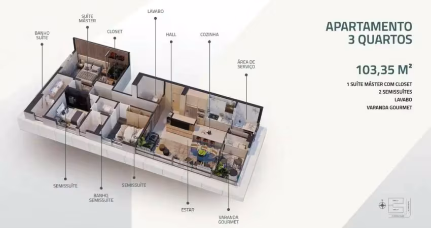 Apartamento à venda no Iconic com 3 quartos e 103m²