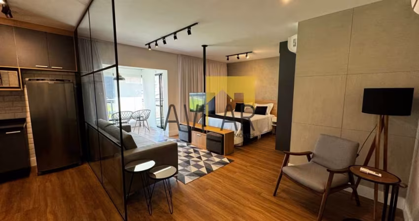 Apartamento para locação na Chácara Santo Antônio: 1 quarto, 1 suíte, 2 salas, 2 banheiros, 2 vagas de garagem, 77m². Venha conhecer!