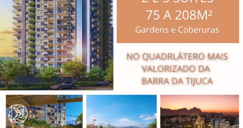 Maravilhoso apartamento no Quadrilátero mais valorizado da Barra da Tijuca. Com plantas de77m² 2  suítes com lavabo e varanda
