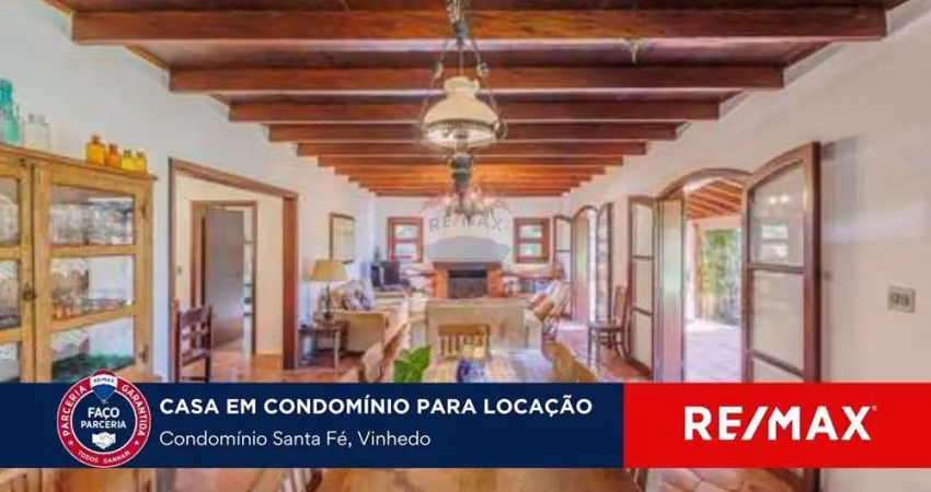 Casa para locação, 350m²,  condomínio vale de santa fé, vinhedo-sp.  com 4 quartos, piscina em terreno de 14.370 m²