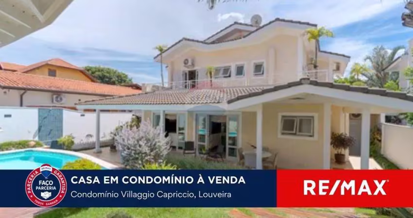 Vende-se casa com 3 suítes, escritório e piscina no condomínio villaggio capriccio - louveira.