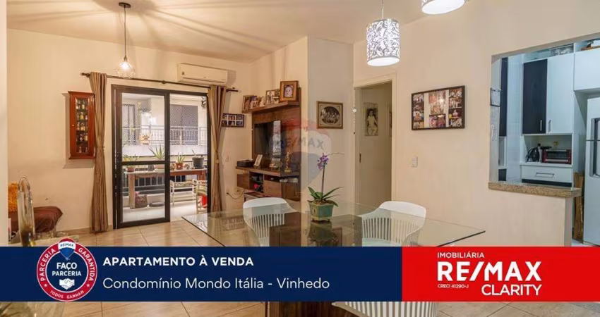Apartamento à venda, 103m². Mondo Itália, Capela, Vinhedo-SP. 3 quartos e 1 suíte