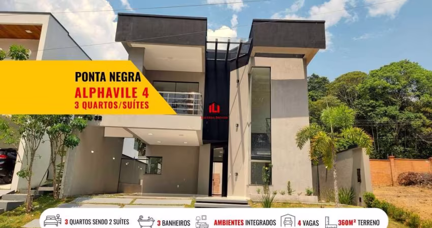 Casa em Condomínio para Venda em Manaus, Ponta Negra, 3 dormitórios, 2 suítes, 4 banheiros, 4 vagas