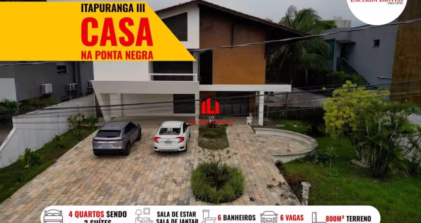 Casa em Condomínio para Venda em Manaus, Ponta Negra, 4 dormitórios, 3 suítes, 6 banheiros, 6 vagas