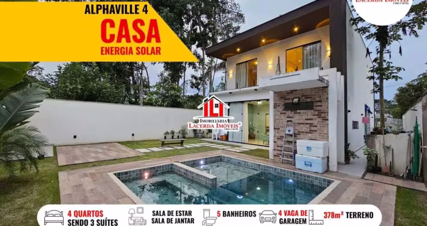Casa em condomínio para locação em manaus, ponta negra, 4 dormitórios, 3 suítes, 4 banheiros, 4 vagas