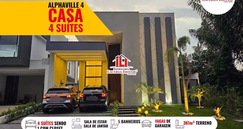 Casa em condomínio para venda em manaus, ponta negra, 4 dormitórios, 4 suítes, 5 banheiros, 4 vagas