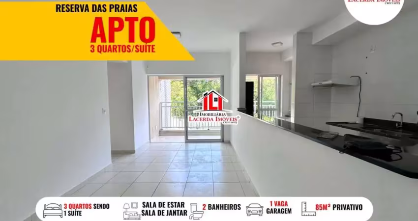 Apartamento para locação em manaus, ponta negra, 3 dormitórios, 1 suíte, 2 banheiros, 1 vaga
