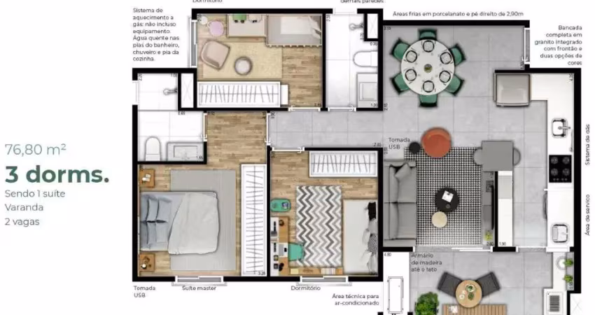Apartamento com 2 quartos à venda no Swiss Park, Campinas 