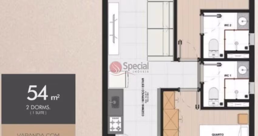 Apartamento no Tatuapé, 54 metros.