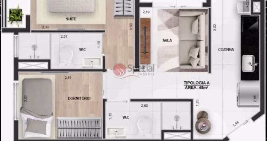 Apartamento na Vila Carrão, 48 metros. Lançamento.