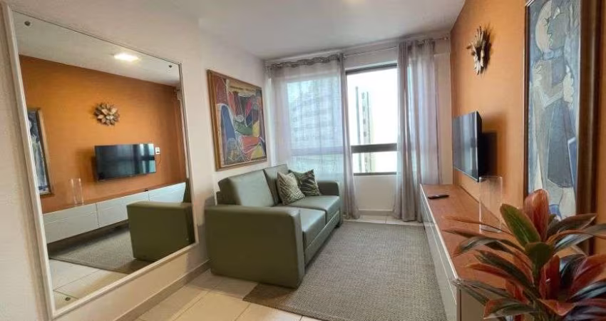 apto 54m2, 2 qtos, 1 ste, mobiliado e equipado, beira mar, Internet, TV a cabo, água, gás, incluso.