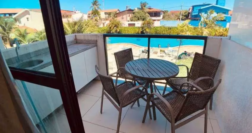 Apto com serviços à venda mobiliado e equipado, área de lazer, sala fitness, frente piscina.
