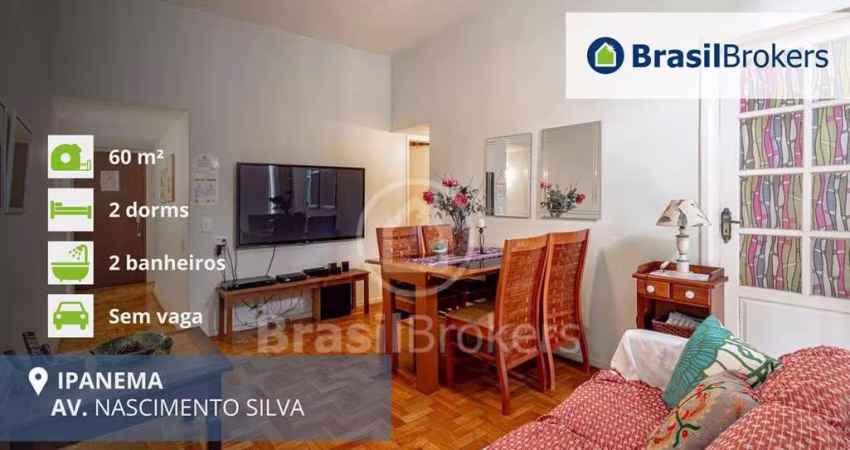 Apartamento à venda com 60,00m² e 2 quartos em Ipanema, Rio de Janeiro - rj