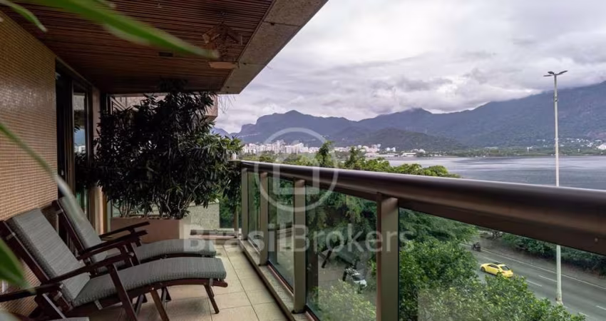 Flat em Ipanema com vista deslumbrante para a lagoa, varandão, sala e 2 quartos e 2 vagas .