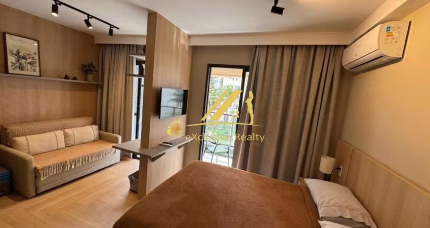 Apartamento quarto e sala com varanda, 31m2, finamente decorado e mobiliado. House Pituba. Nascente, andar baixo, rooftop com vista mar! Vaga rotativa