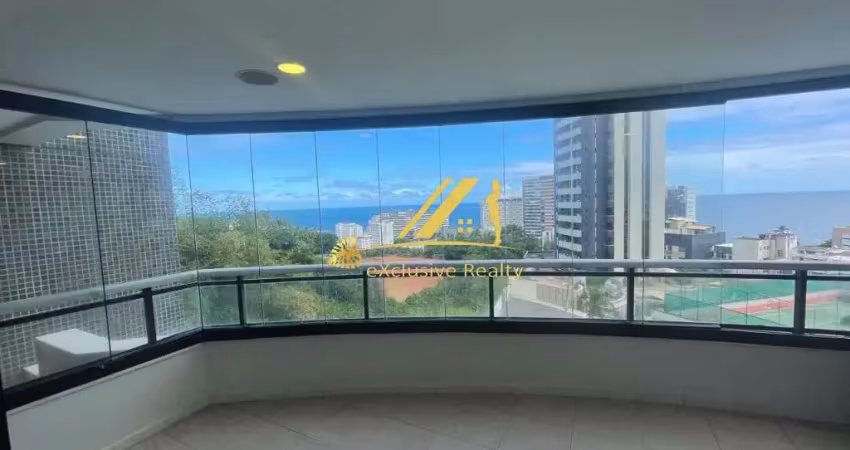 Apartamento 4 suítes, 2 varandas, 198m2 com vista mar em ondina! super ventilado! dependência completa. 3 vagas soltas. prédio com ótima infraestrutur