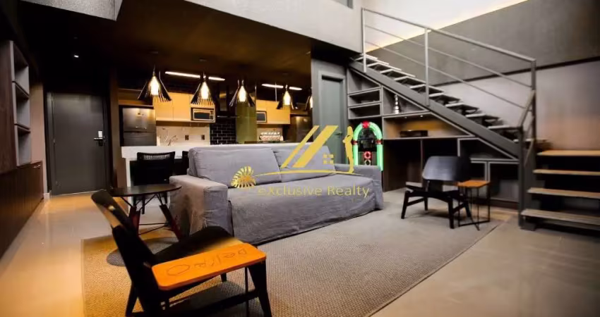 Apartamento duplex/ loft para aluguel no cloc marina residence. decorado e mobiliado com peças de altíssimo padrão, 74 m², 2 vagas rotativas. lavabo