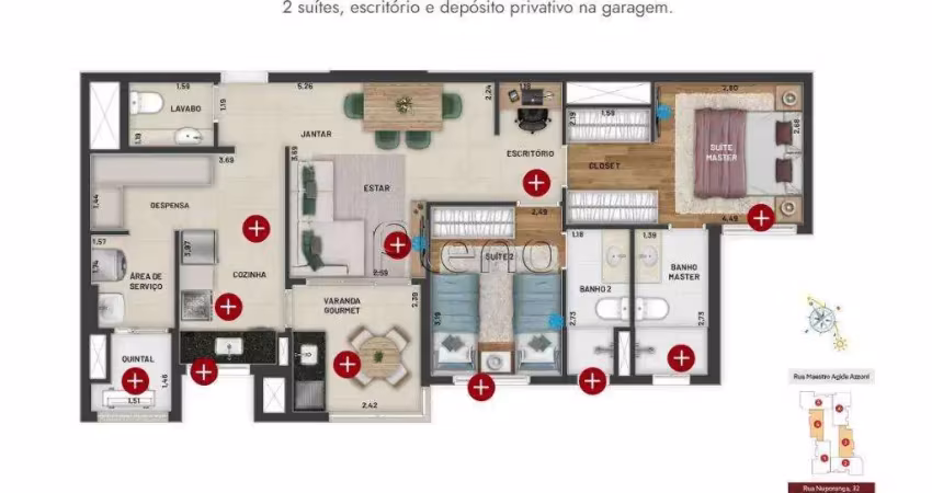 Apartamento à venda em campinas, chácara da barra, com 2 suítes, com 81 m², orion norte sul