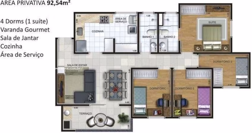 Apartamento para Venda em Mogi das Cruzes, Jardim Armênia, 4 dormitórios, 1 suíte, 2 banheiros, 2 vagas