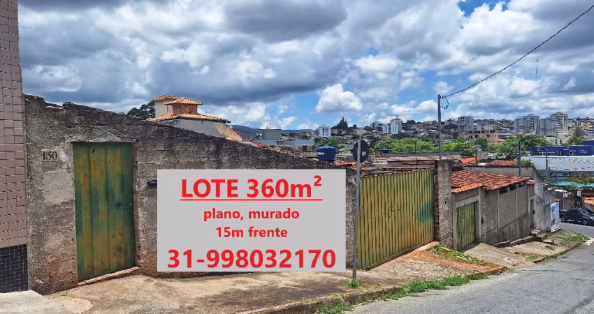 Lote/Terreno 360m2, plano, murado, Milionários (Barreiro) - Belo Horizonte - MG