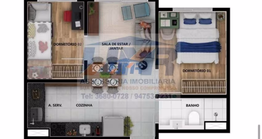Apartamento para Venda em São Paulo, Jardim Promissão, 2 dormitórios, 1 banheiro, 1 vaga