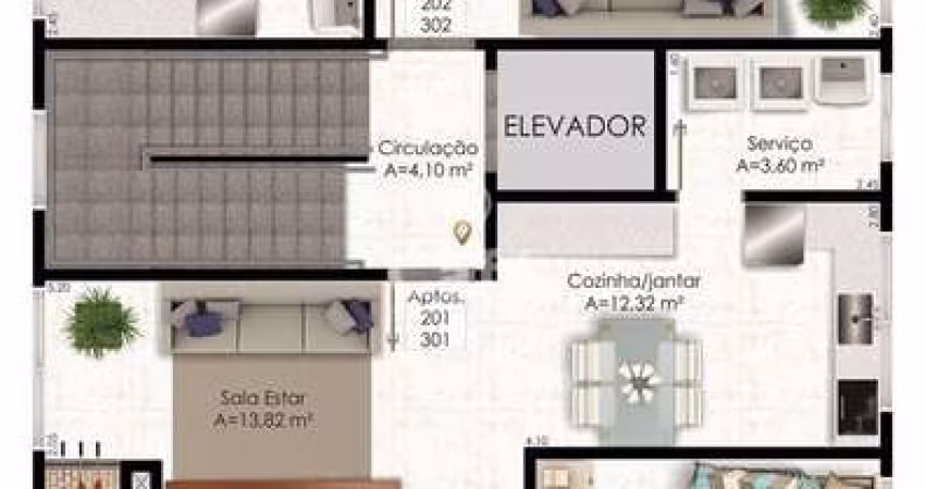 Apartamento 3 dormitórios à venda Pé de Plátano Santa Maria/RS