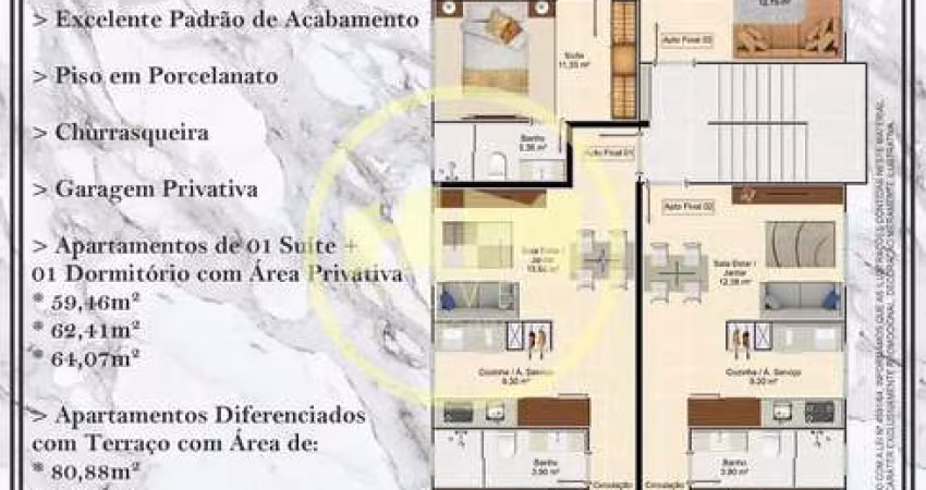 Apartamento em construção com 02 dormitórios à venda - Tabuleiro, Camboriú