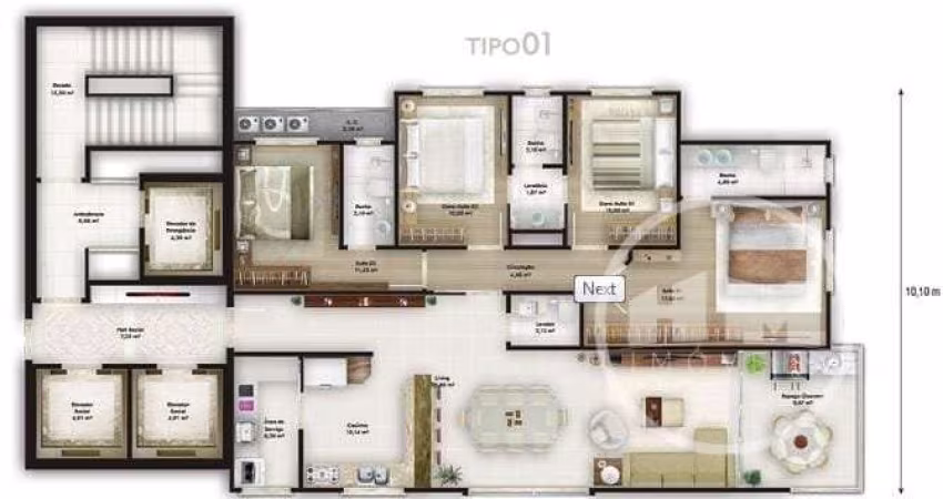 Apartamento com 4 quartos à venda na Avenida Segunda Avenida, 1, Meia Praia, Itapema