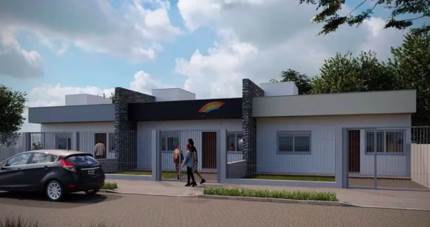 Casa Nova Plana com 02 dormitórios, sala de estar e jantar integradas a cozinha, Campo Bom-RS