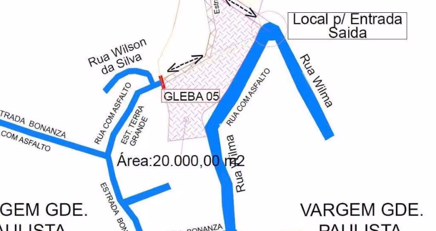 2 Glebas 20 mil m² cada - Vargem G. Paulista, Km 44,5 R. Tavares