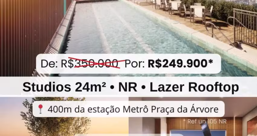 Apto 24m² - lazer rooftop - 400m da estação praça da arvoré- entreg dez 25