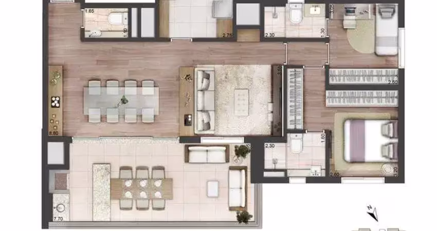 Apartamento para venda. Com 113 metros quadrados e 3 quartos em Santo Amaro - São Paulo - SP.