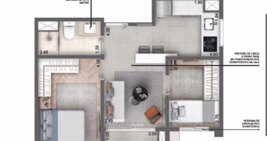 Apartamento para venda possui 43 metros quadrados com 2 quartos em Campo Belo - São Paulo - SP