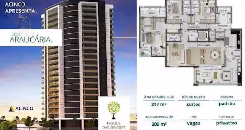 Apartamento à venda no parque das árvores, marília - 209m², 3 suítes