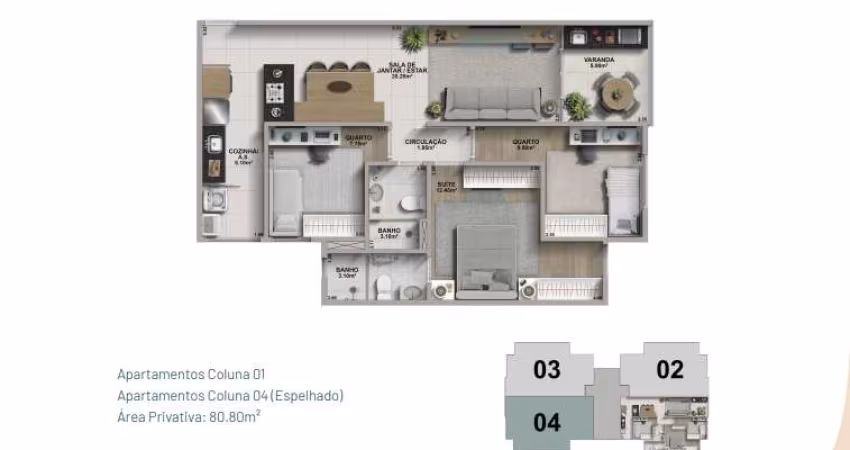 Apartamento 3 quartos - Centro