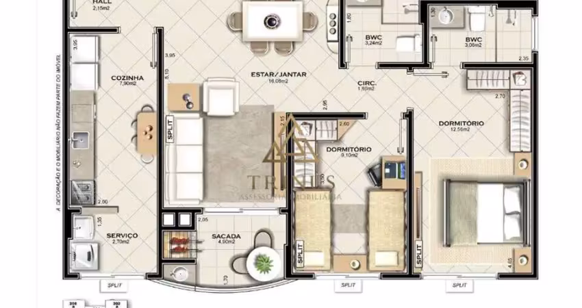Apartamento com 2 quartos à venda na Rua Francisco Pedro Machado, 555, Barreiros, São José