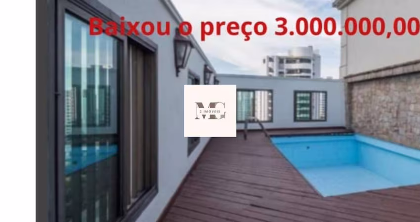 Cobertura de luxo no Campo Belo, São Paulo - 3 quartos, 3 suítes, 5 salas, 7 banheiros, 4 vagas - 420m² de área. otimo preço
