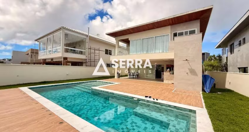 Condomínio | casa nova | 451m² | 5 suítes + gabinete | pé direito duplo | piscina e gourmet | total infraestrutura