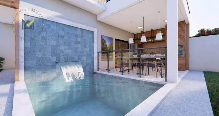 Casa em condomínio com piscina e área gourmet, 186 m² – em construção - condomínio jardim guarujá - salto/sp
