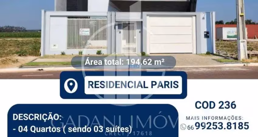 Casa com 4 quartos à venda na Avenida Notre Dame, 20, Residencial Paris, Sinop