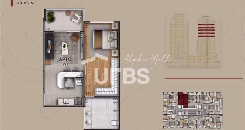 Flat com 1 quarto à venda na Avenida Olinda, Park Lozandes, Goiânia
