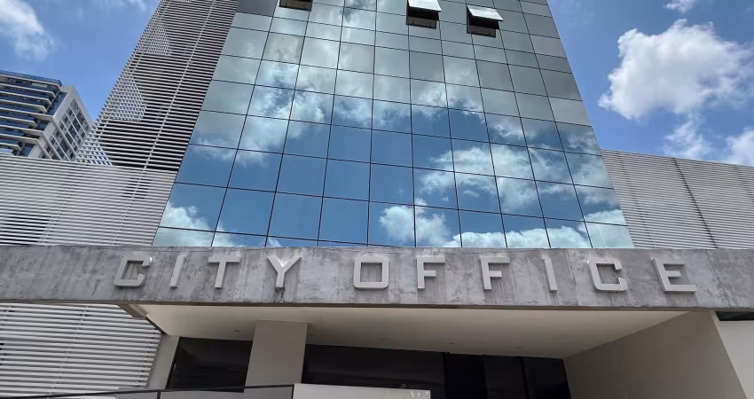 Alugo sala comercial no ed city office - batista campos - excelente localização - vista baía